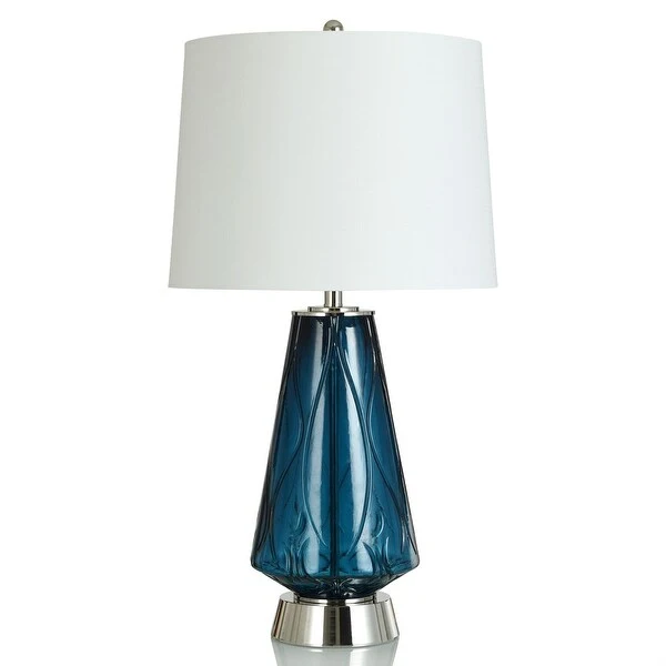 Glass and Steel Table Lamp - Desert Blue - 9.25