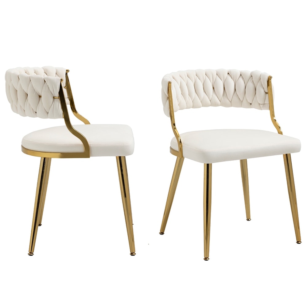 2PACK Upholstered Dining Chairs with Woven Back