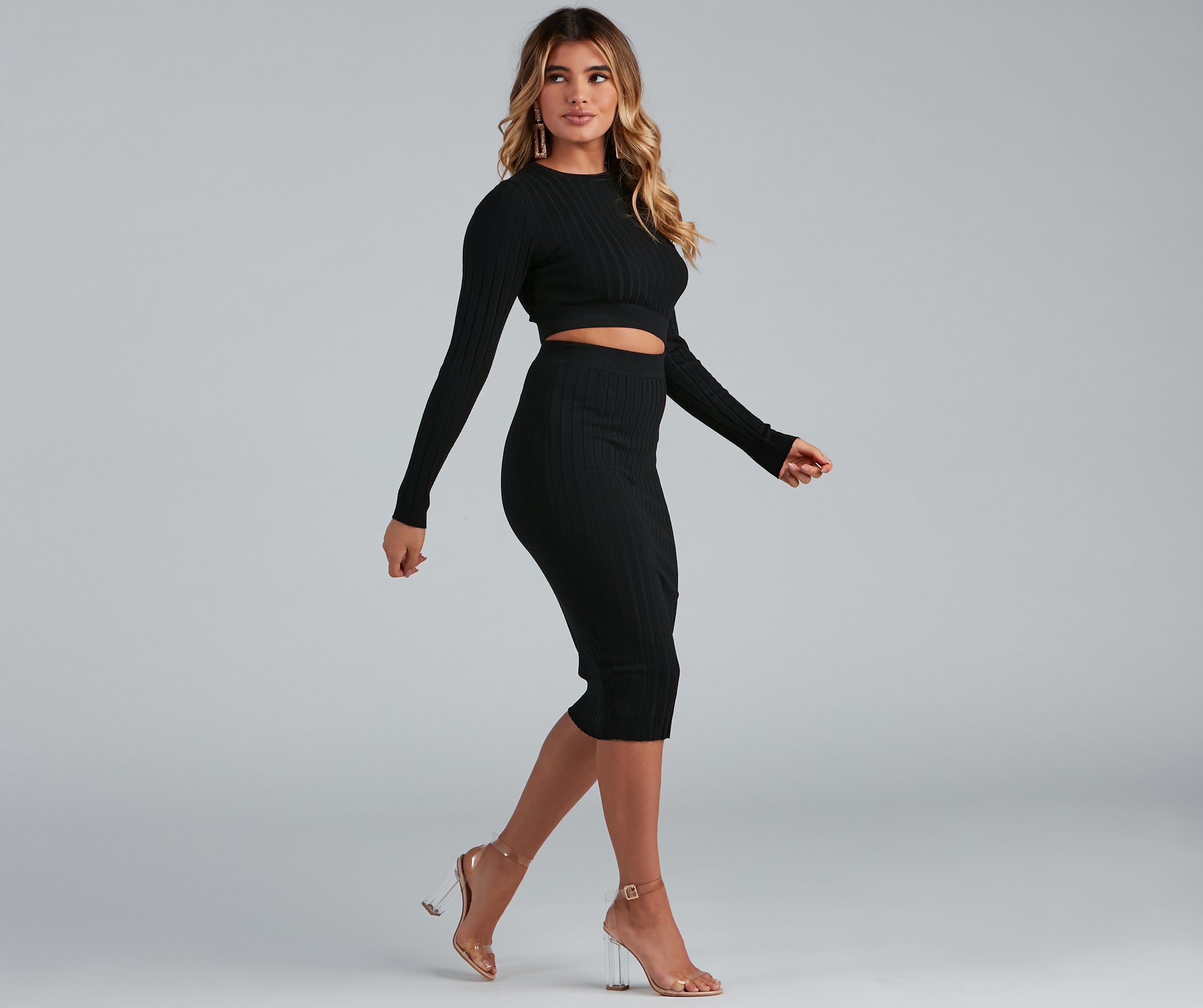 Own It Ribbed Knit Midi Dress