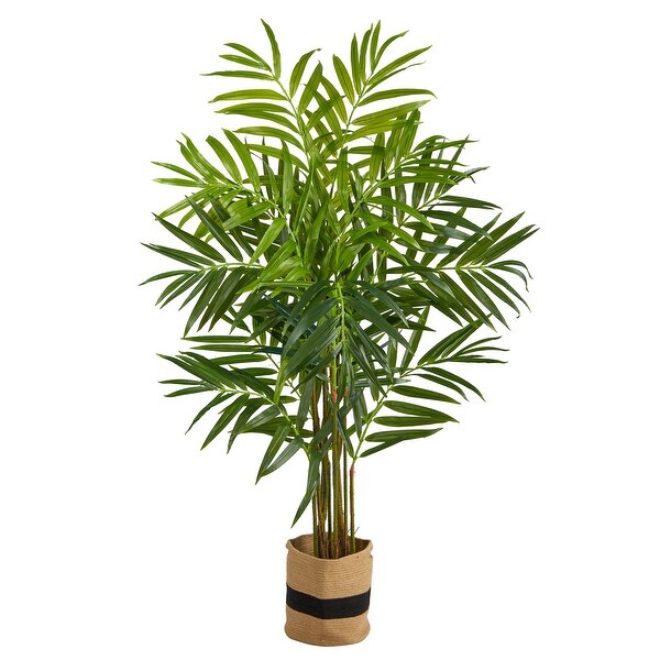 8' King Palm Artificial Tree in Handmade Natural Jute and Cotton Planter