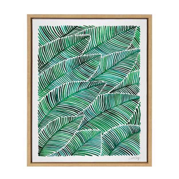 X 24 quot Sylvie Tropical Leaves Framed Canvas By Cat Coquillette Natural Kate And Laurel