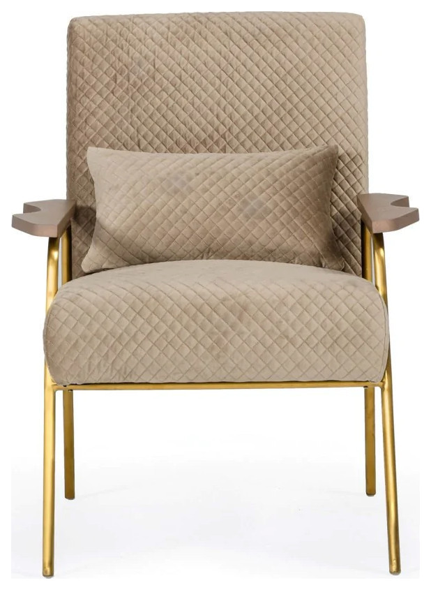 Stephen Glam Beige and Gold Fabric Accent Chair   Contemporary   Armchairs And Accent Chairs   by Rustic Home Furniture Deco  Houzz