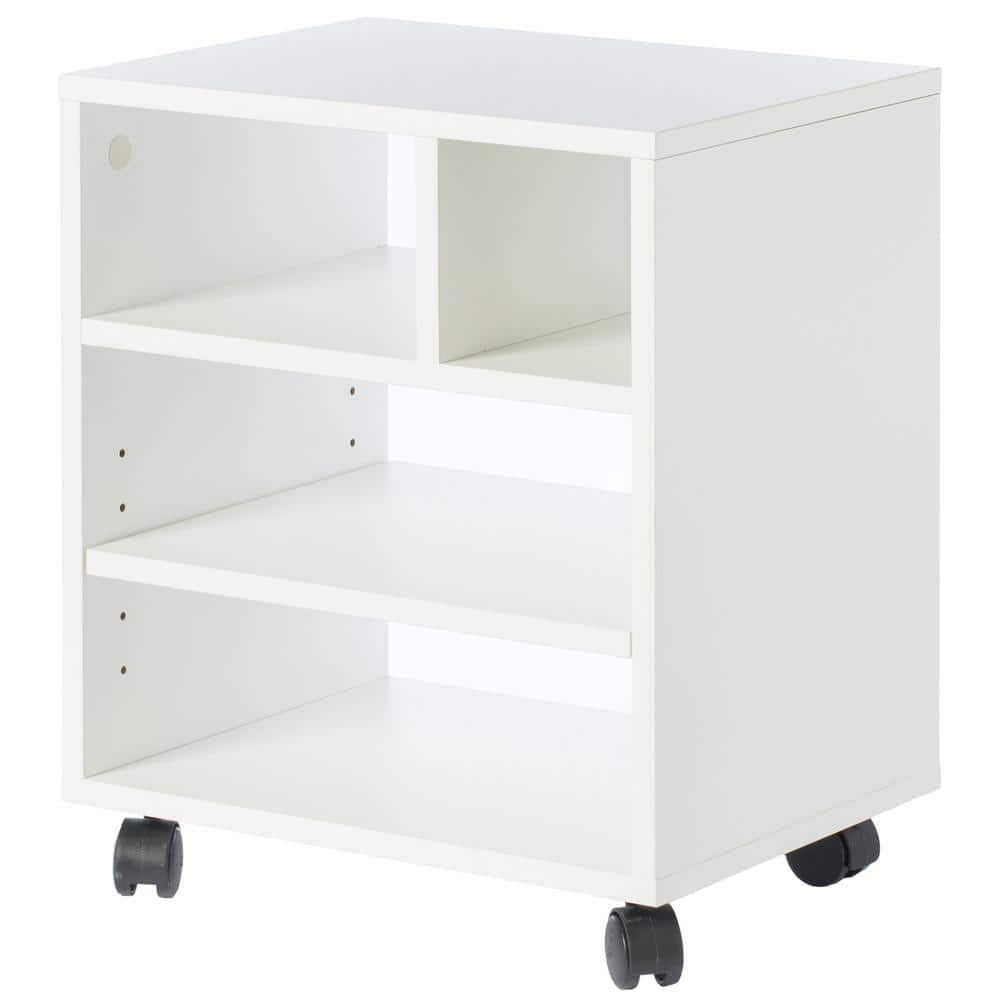 Basicwise Office White File Cabinet 3 Drawer Chest with Rolling Casters QI003678W