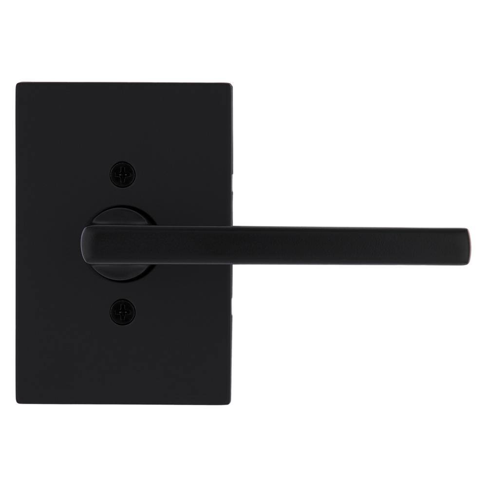 Kwikset Halifax Rectangle Rose Matte Black Dummy Door Lever with Microban 788HFLRCT514