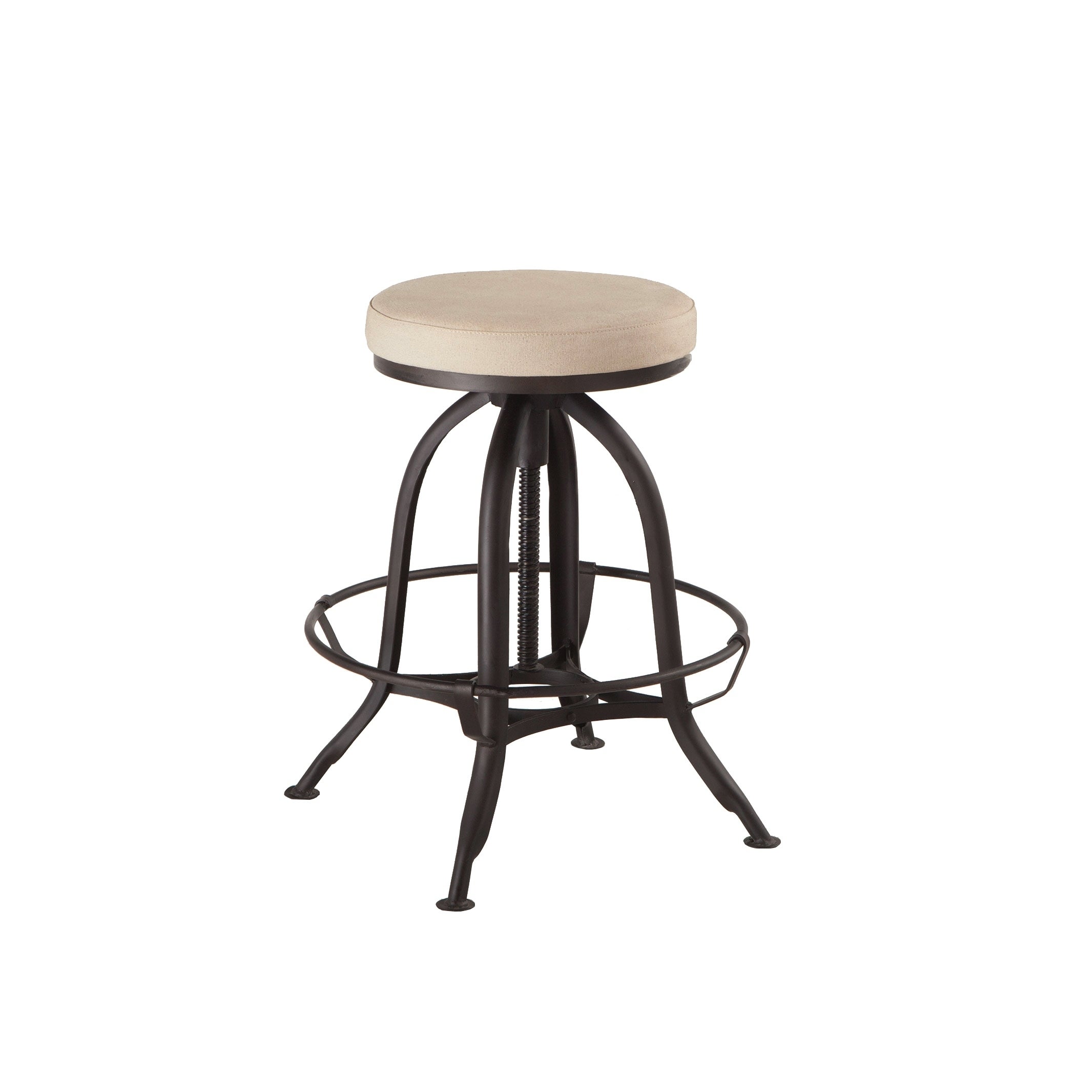 Welles Adjustable Natural Canvas Backless Barstool