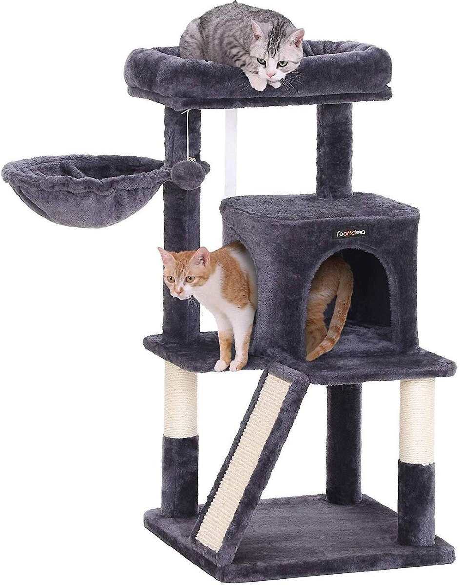 FEANDREA 37.8-in Faux Fleece Cat Tree and Condo