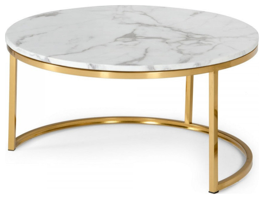 Siorys Modern Gold and Marble Coffee Table Set   Contemporary   Coffee Tables   by Rustic Home Furniture Deco  Houzz