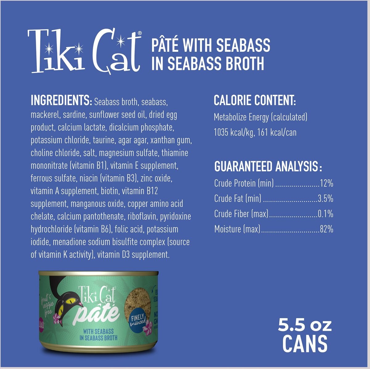 Tiki Cat Luau Seabass Pate Wet Cat Food