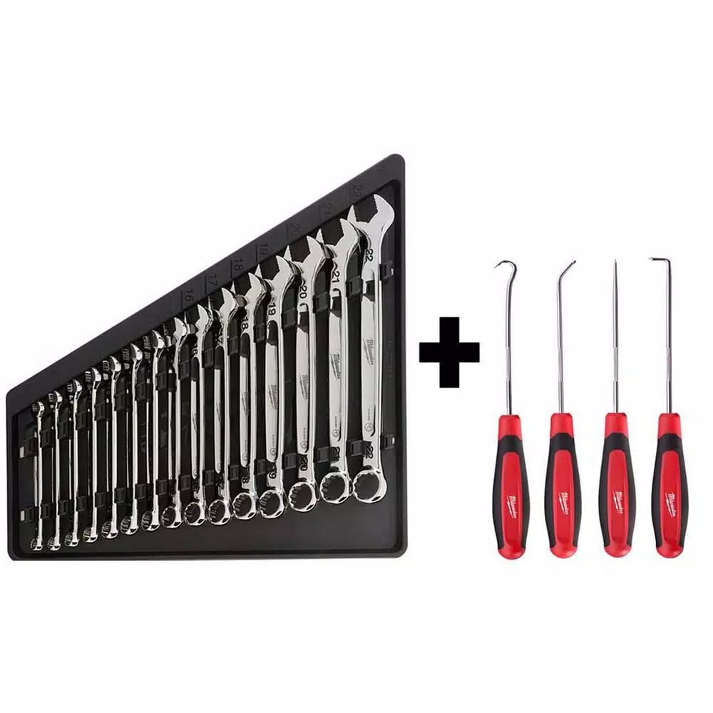 Milwaukee Combination Metric Wrench Mechanics Tool Set and Hook and Pick Set (19-Piece) and#8211; XDC Depot