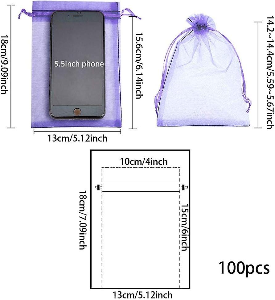 100pcs 5x7 Inch Mediumpurple Organza Drawstring Bags Party Wedding Favors Bag For Baby Shower， Birthday， Party， Christmas