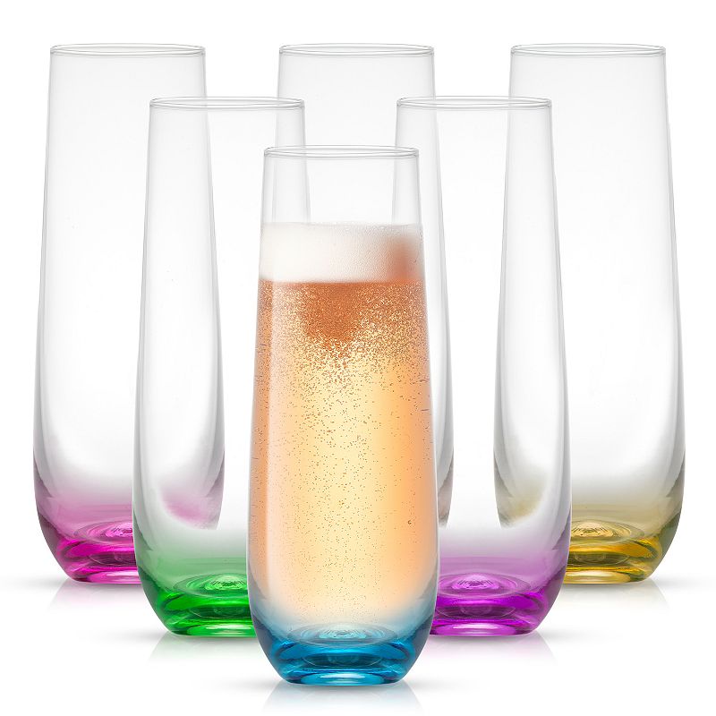 JoyJolt Hue 6-pc. Colored Stemless Champagne Flute Glass Set