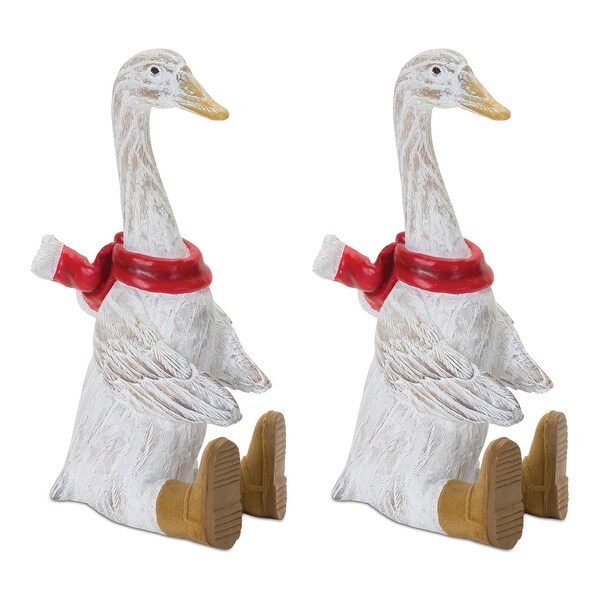 Winter Goose Figurine with Boots (Set of 2)