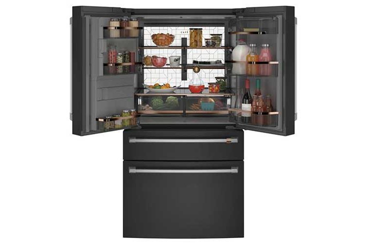 Cafe ENERGY STAR 22.3 Cu. Ft. Matte Black With Brushed Stainless Smart Counter-Depth 4-Door French Door Refrigerator