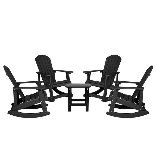 Set of 4 Poly Resin Adirondack Rocking Chairs with 1 Side Table