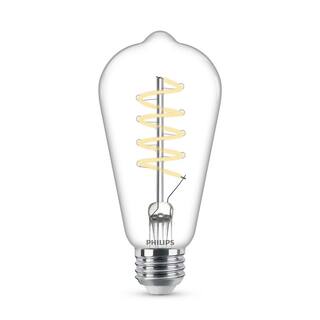 Philips 60-Watt Equivalent ST19 Spiral Filament Glass Dimmable E26 Vintage Edison LED Light Bulb Bright White 3000K (1-Pack) 565820