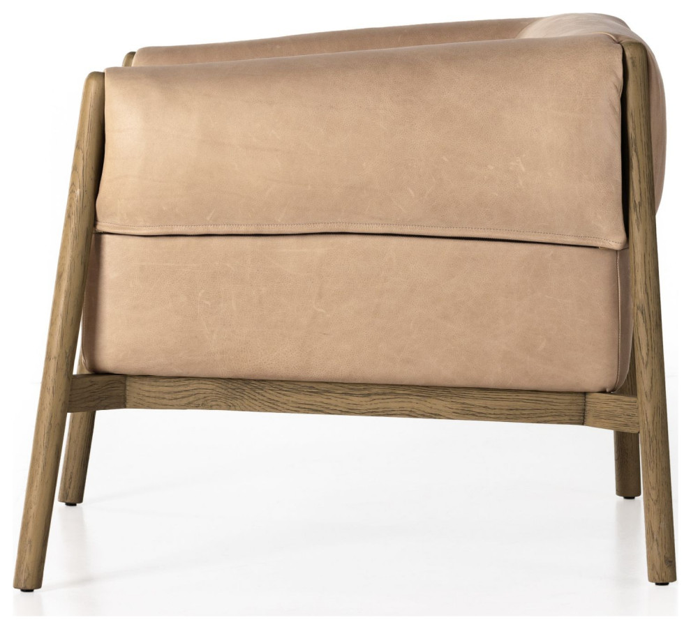 Idris Palermo Nude Leather Chair   Midcentury   Armchairs And Accent Chairs   by Zin Home  Houzz