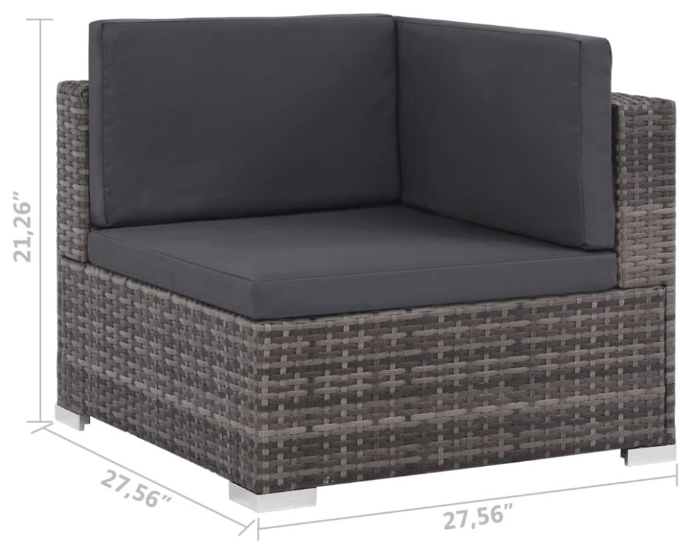 vidaXLPatio Sofa Set Sectional Sofa Outdoor Furniture 8 Piece Poly Rattan Gray   Tropical   Outdoor Lounge Sets   by vidaXL LLC  Houzz