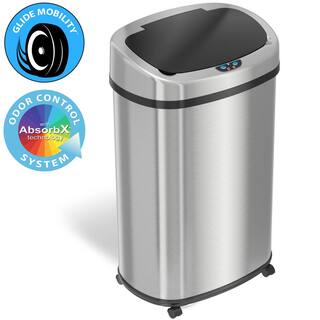 SensorCan 13 Gal. Stainless Steel Touchless Sensor Trash Can with Odor Control System and Removable Wheels OSC13SBM