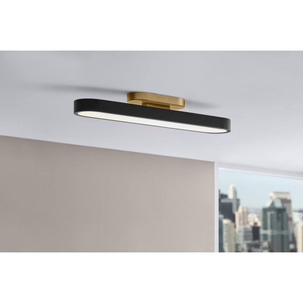 Hampton Bay Vanderhoven 27.5 in. 33-Watt Matte Black and Gold Integrated LED Flush Mount HD7997A