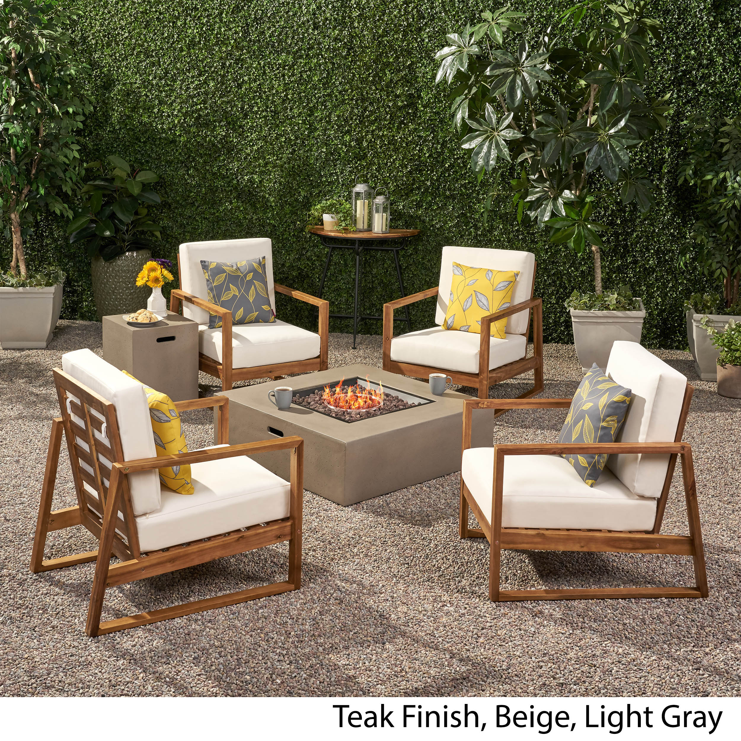 Marlee Outdoor 4 Seater Chat Set with Fire Pit