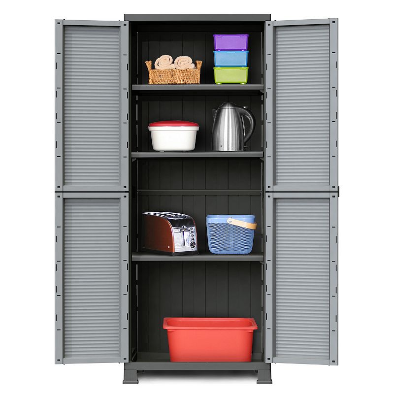 RAM Quality Products PRESTIGE UTILITY 3 Shelf Lockable Storage Cabinet， Gray