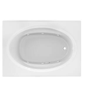 JACUZZI PROJECTA 60 in. x 42 in. Acrylic Left-Hand Drain Oval in Rectangle Drop-In Whirlpool Bathtub with Heater in White R4D6042WLR1HXW