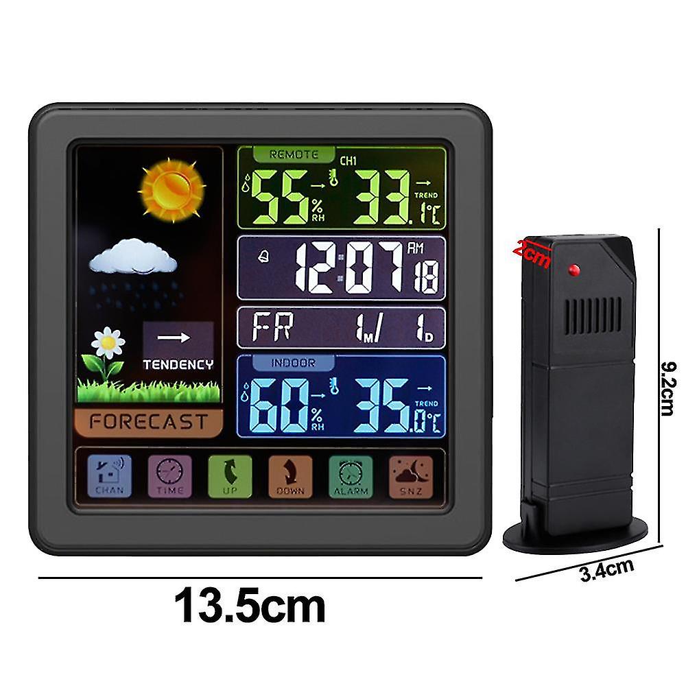 Alarm Clock With Weather Station For Bedrooms， Indoor Outdoor Thermometer Wireless， Temperature Humidity Monitor