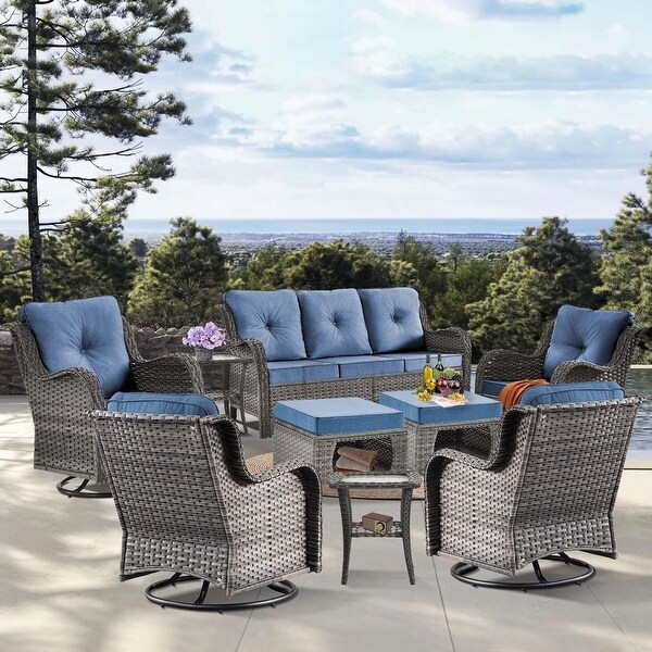 9 Piece Outdoor Patio Furniture SetSwivel Rocker Outdoor Chairs Set