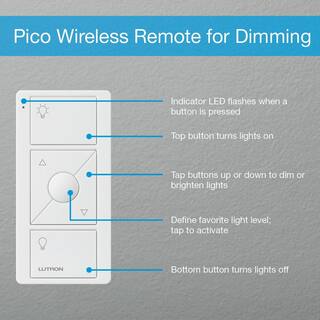 Lutron Pico Smart Remote (3-Button Dimming) for Caseta Smart Dimmer Switch Black (PJ2-3BRL-GBL-L01) PJ2-3BRL-GBLL01