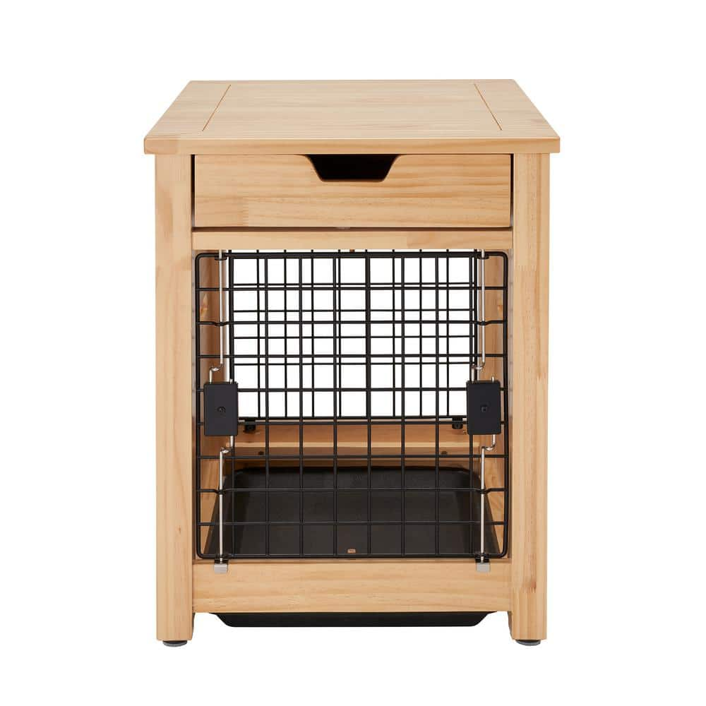 TRINITY 18 in. Pet Crate End Table w/Drawer - Natural TSKLNA-3402