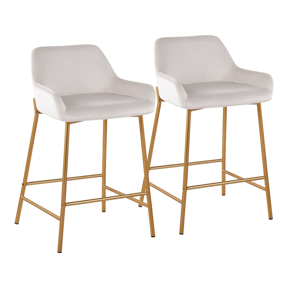 Silver Orchid Galotti Gold Fixed Height Upholstered Counter Stool   Set of 2