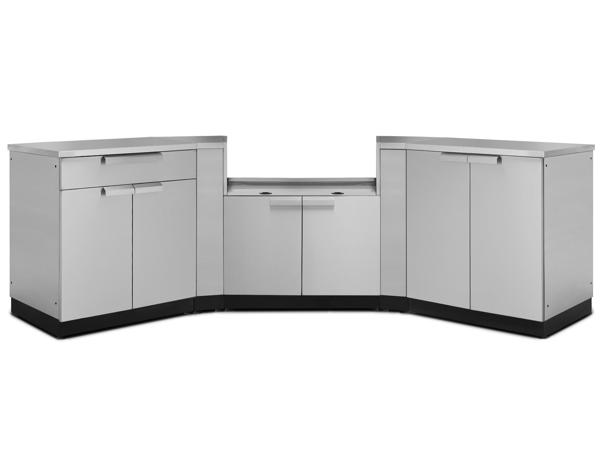 Outdoor Kitchen 6 Piece Cabinet Set in Stainless Steel with Countertops