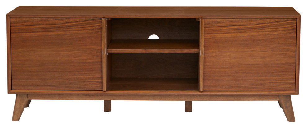 Walnut 3 Section Media Cabinet 63x24   Contemporary   Entertainment Centers And Tv Stands   by Unique Furniture  Houzz