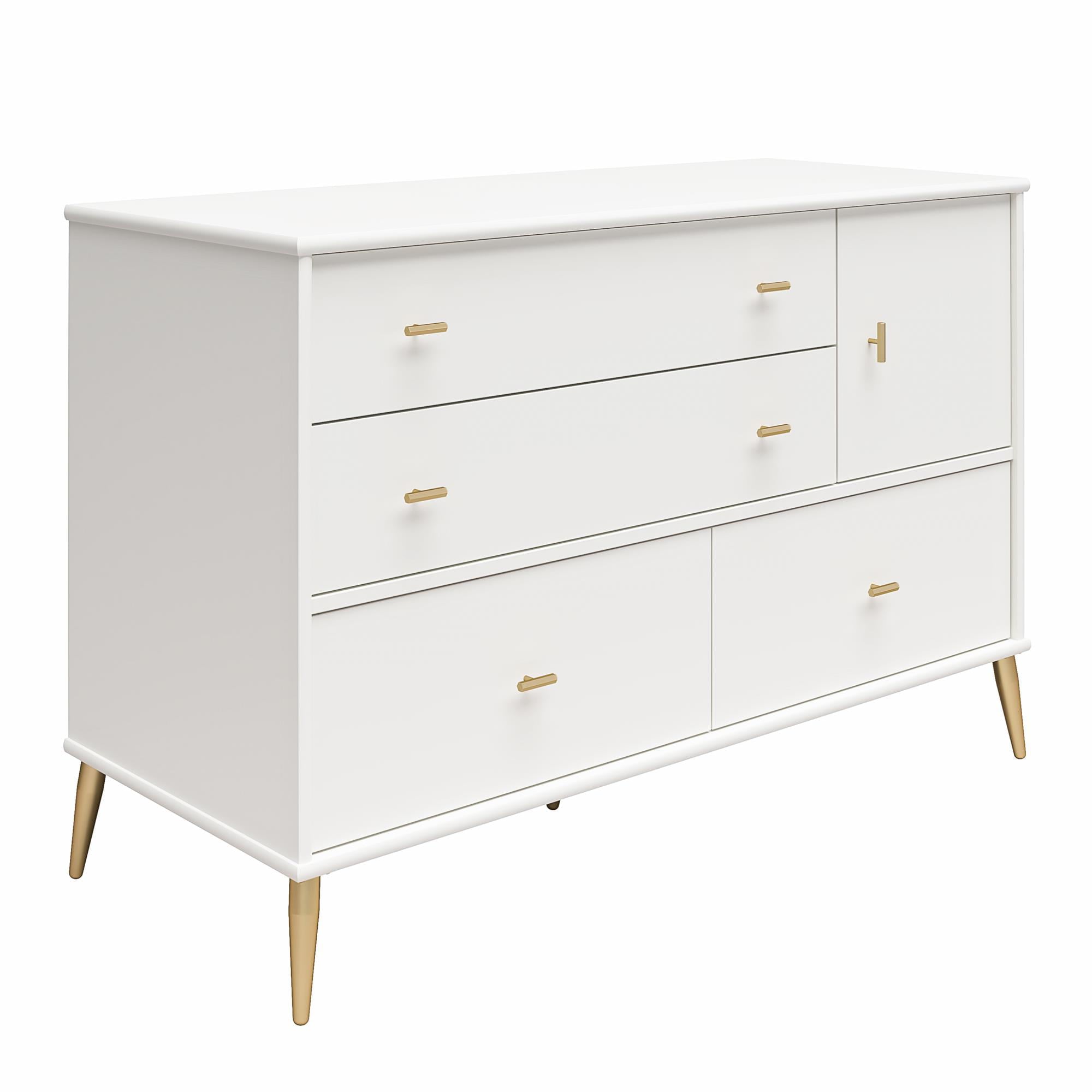 Little Seeds Valentina Asymmetrical 4 Drawer / 1 Door Convertible Dresser, White