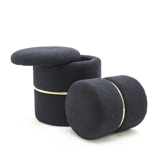 Upholstered Tufted Storage Ottoman Footstool Black...