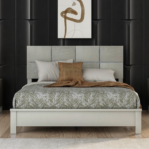 3 Pieces Champagne Silver Bedroom Sets， 1 Queen Bed + 2 Nightstands， Luxury Modern Bed Nightstand Sets - - 37928386