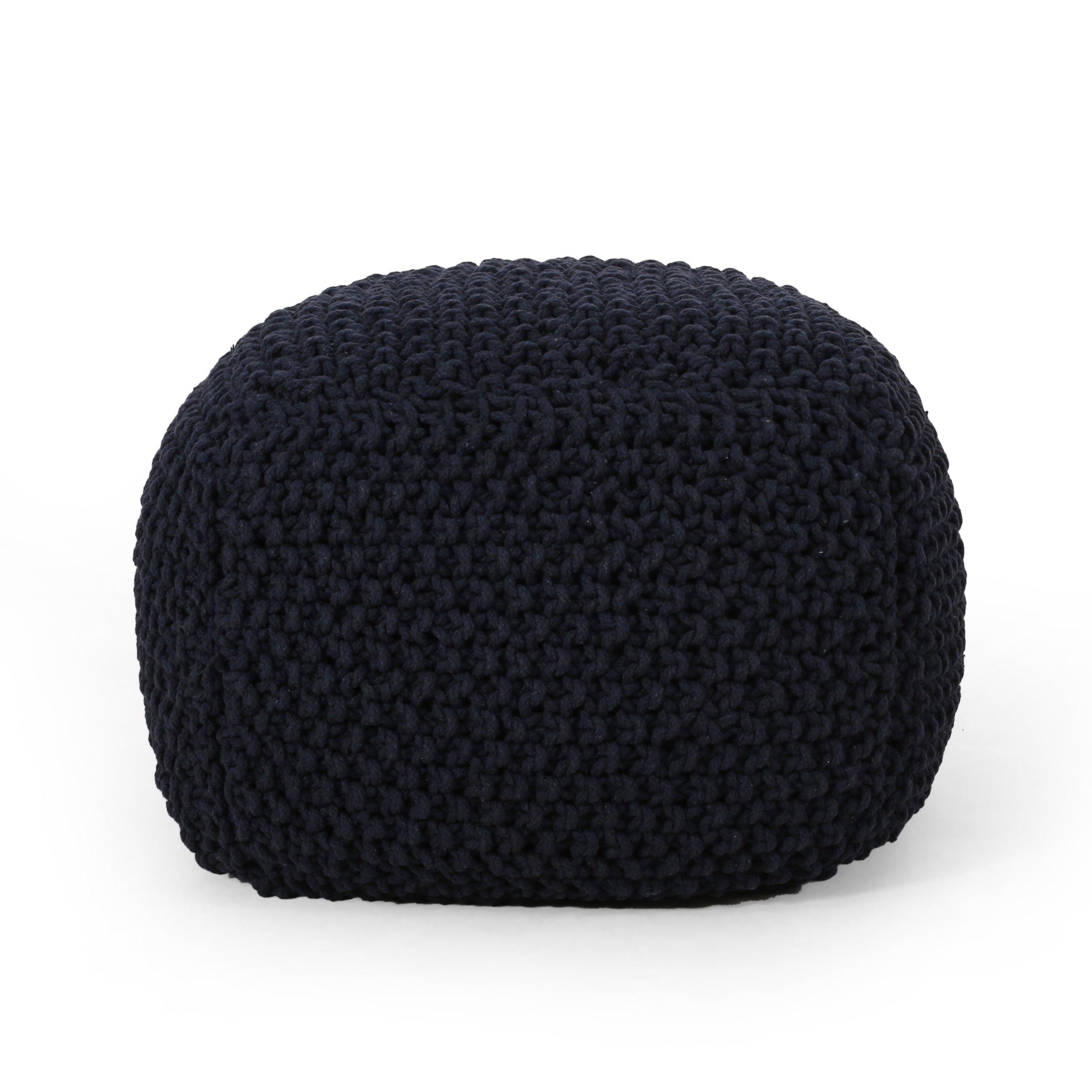 Teresa Modern Knitted Cotton Cube Pouf