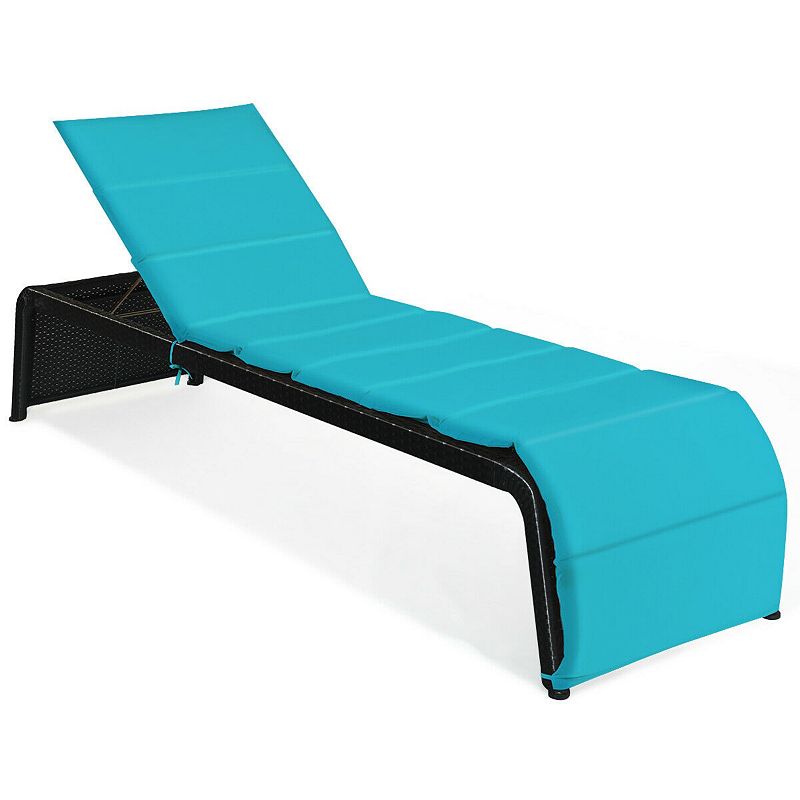 Adjustable Patio Rattan Lounge Chair with Cushioned