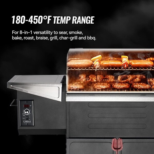 Z GRILLS Grill and Smoker 8 in 1 Grill Wood Pellet Grill and Electric Smoker BBQ Combo with Auto Temperature Control