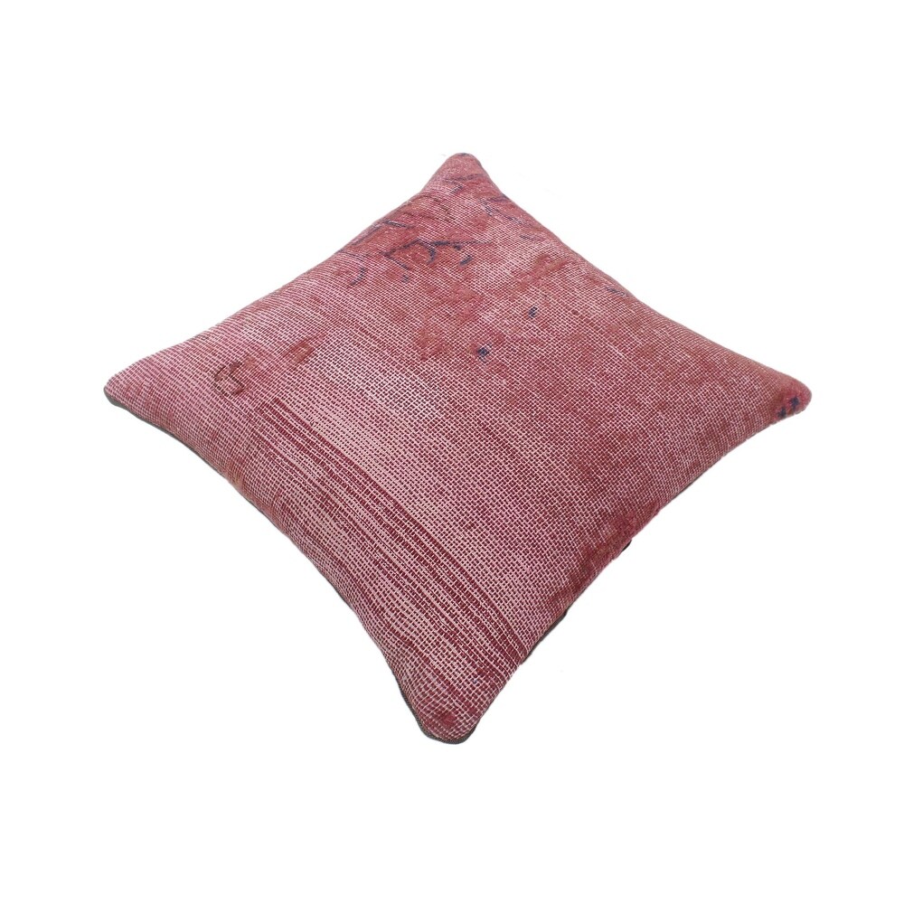 Contemporary Curry Vintage Distressed Handmade Rug Pillow