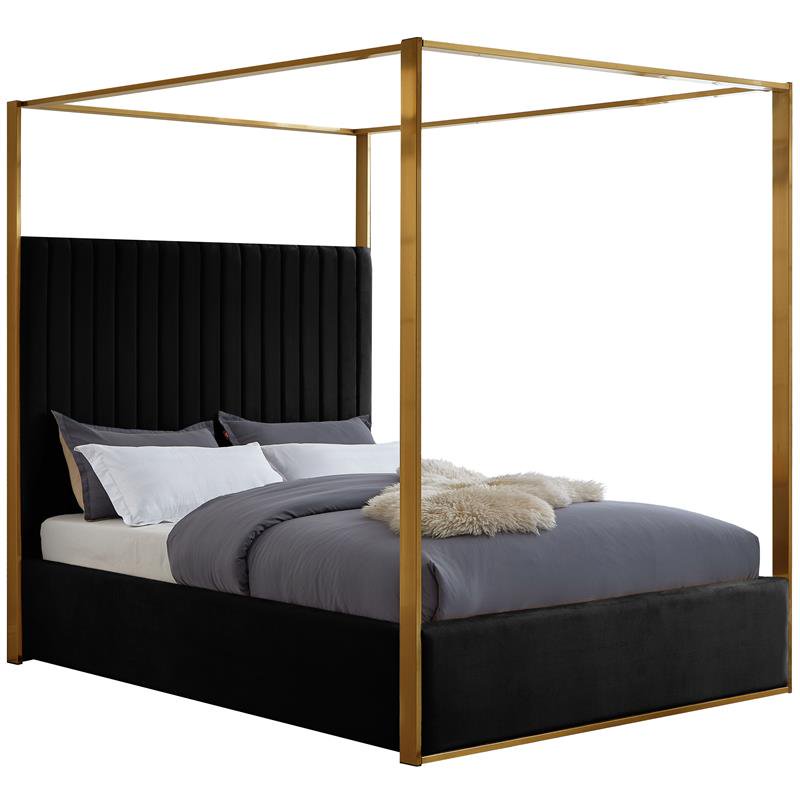 Meridian Furniture Jones Black Velvet Queen Bed