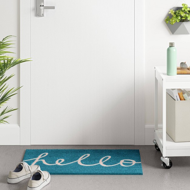 Blue Hello Cursive Doormat