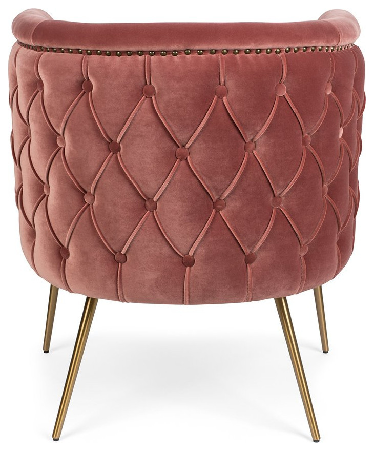 Pink Tufted Barrel Chair  Bold Monkey Such A Stud   Midcentury   Armchairs And Accent Chairs   by Luxury Furnitures  Houzz