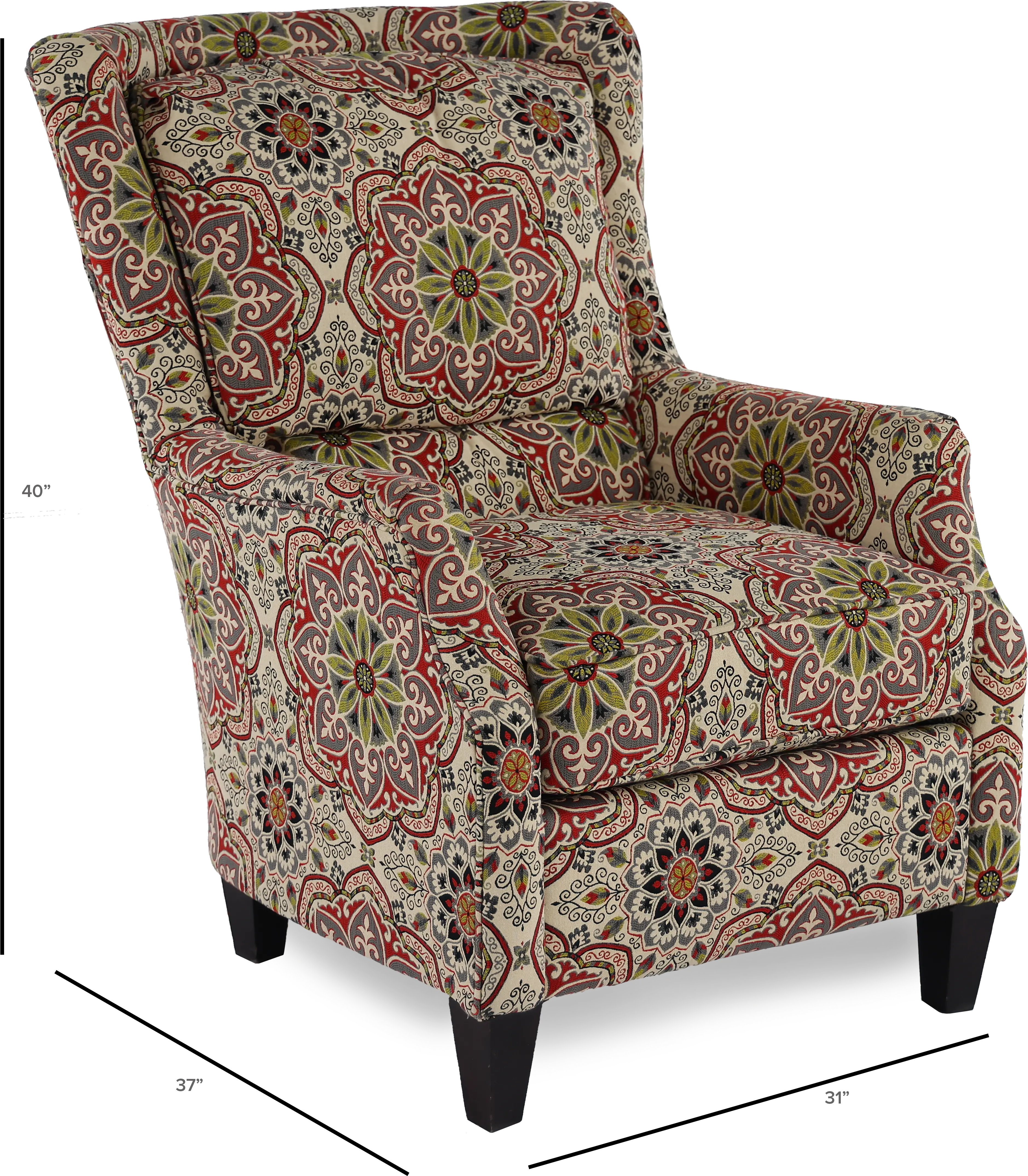 Loren Red and Green Wing Chair