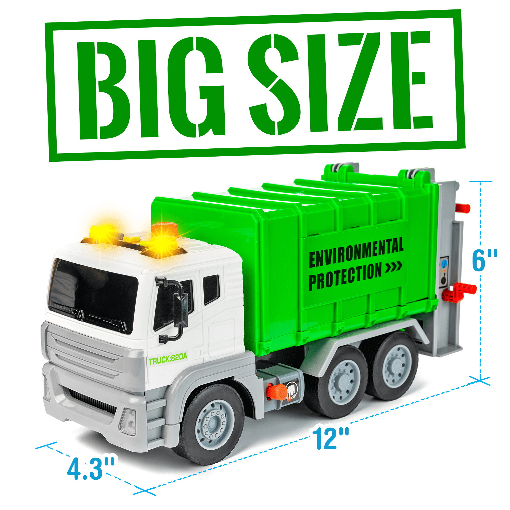 CifToys Garbage Truck Toys for Boys with Trash Cans， Friction Play Vehicle， Ages 3 - 8 Years