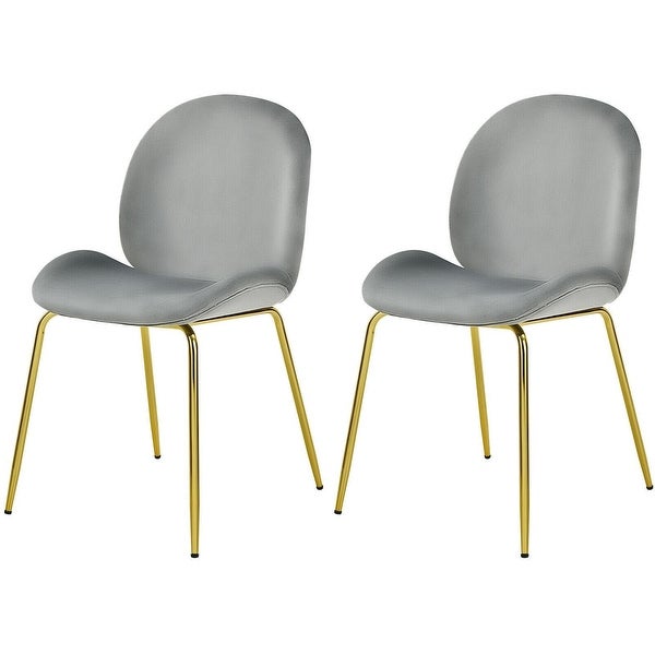 Set of 2 Velvet Accent Chairs with Gold Metal Legs - 19