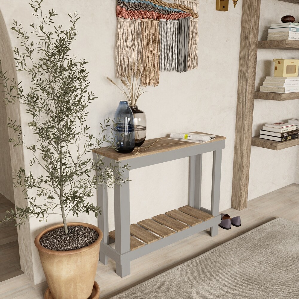 Farmhouse Rustic Wood Small Entryway Sofa Table