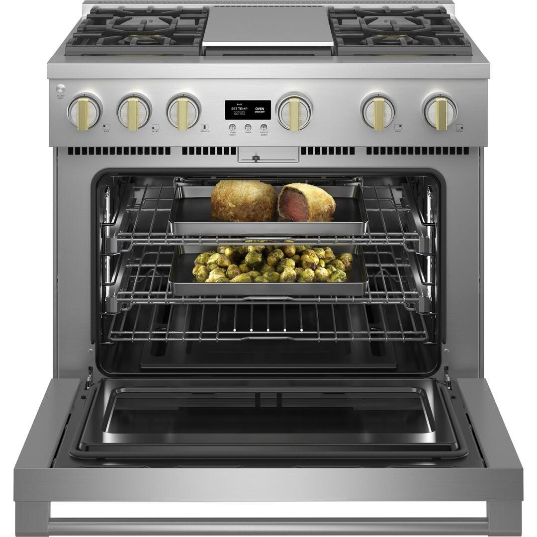 Monogram 36-inch Freestanding Gas Range with Convection Technology ZGP364NDTSS