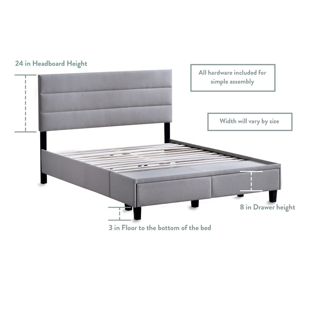 Brookside Upholstered Bed with Horizontal Channel Tufted Headboard and Storage Drawers