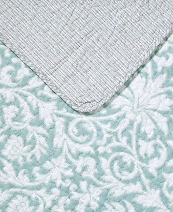 Laura Ashley Mia Cotton Reversible 3 Piece Quilt Set， Full Queen